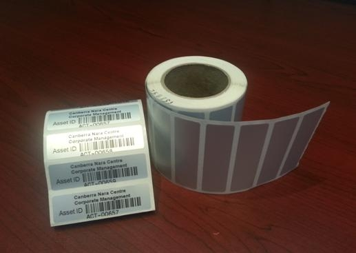 Asset Tag - Matt Silver Polyester - 55x15mm Pre printed labels